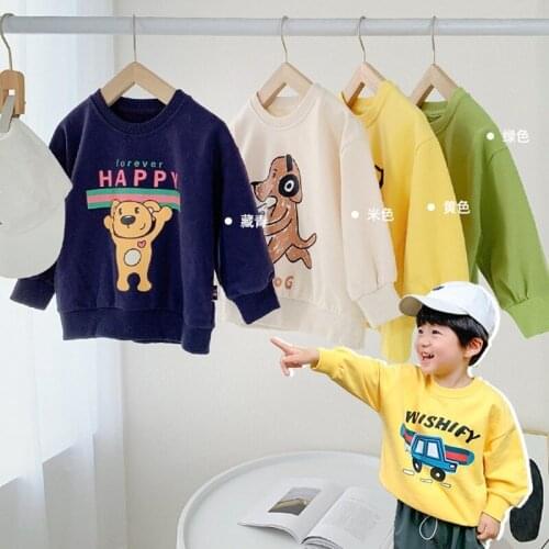 2021 Autumn Clothing 2 3 4 5 6 Years Old Kids Sweatshirts Cotton Cartoon Boys Hoodies Leisure Pullover Long Sleeve T Shirts