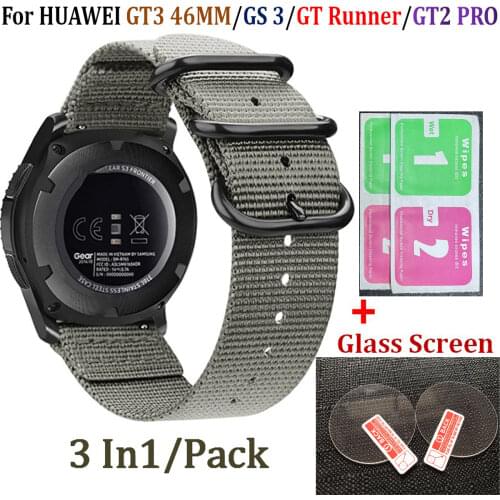 For Samsung Galaxy Watch 3 Smart Bracelet Band 22mm Nylon Wrist Replacement Strap for Samsung Galaxy Watch3 Screen Glass film