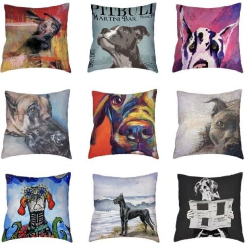 Popular Speckled Dog White Cushion Cover Pop Art Creative Color Painted Peach Skin Printed Home Decor French Bulldog Pillow Case