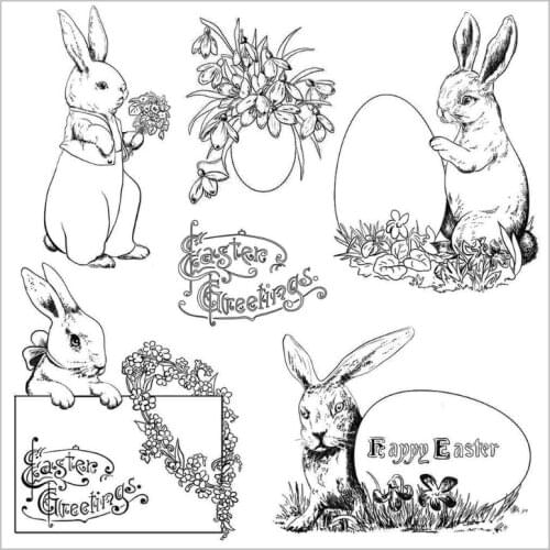 Happy Easter DIY Silicone Clear Stamp Cling Seal Scrapbook Embossing Album Craft