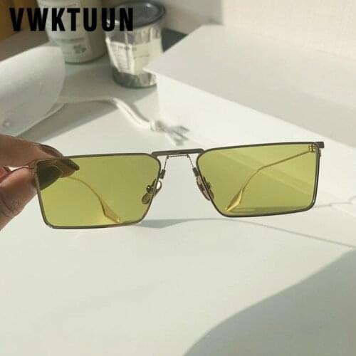 VWKTUUN Sunglasses Women Men Rectangle Shades Driver Driving Eyewear Metal Frame Colorful Lens Small Frame Sunglasses UV400
