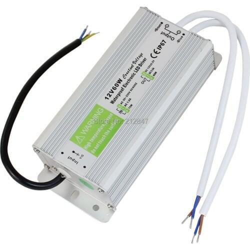 AC90~250V to DC12V 60 Watt Transformer IP67 Waterproof LED Driver Power Supply