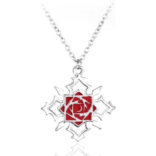 Janpanese Anime Vampire Knight Rose Logo Metal Necklace Yuki Kaname Zero Yuuki Manga Pendant Charm Necklace