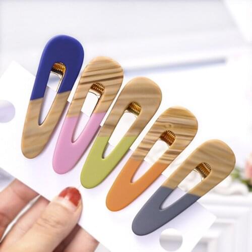 100pcs/lot DIY Simple Multi Alloy Imitation Solid Wood Hair BB Clip Gradual Change Hairpin Hair Styling Tool Accessories HA1006