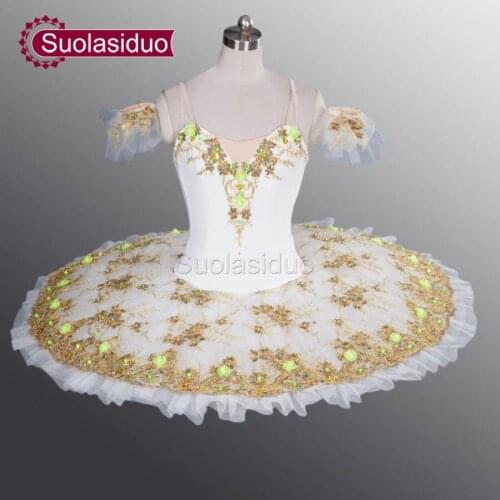 Women White Professional Ballet Tutus Costumes Classical Ballet Stage Wear Girls Pancake Tutu Dresses Kids Skirt