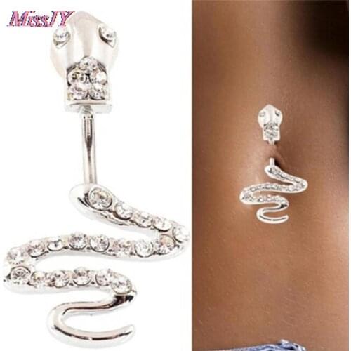 14G 316L surgical steel bar Nickel-free Retail Snake belly button ring fashion lizard lady body piercing navel belly jewelry