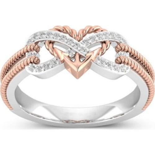 Simple Pattern Love Heart-shaped Ring Size 6-10 Love Ladies Zircon Ring Women Jewelry Wedding Engagement Ring Gift