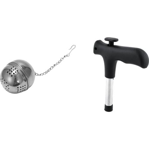 1Pcs Useful Durable Stainless Steel Coconut Opener & 1Pcs Tea Ball Strainer Infuser Stainless Steel Ball Tea Infuser