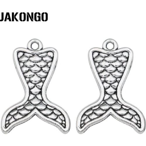 20pcs Tibetan Silver Plated Mermaid Tail Charms Pendants for Bracelet Jewelry Making DIY Accessories Craft 19x27mm