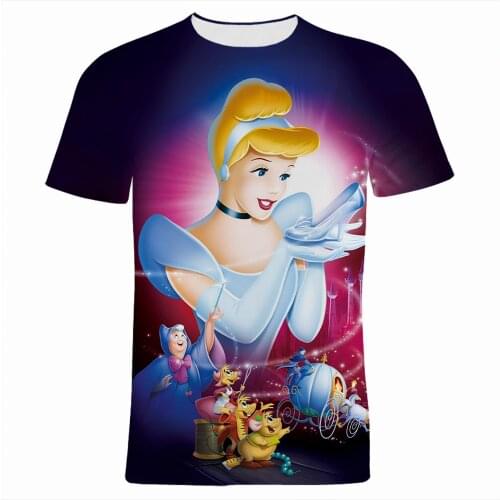 2021 Summer T Shirt For Boy Girl Kids Cartoon Anime Disney Cinderella Women T-shirt Fashion 3D Print Mens Clothing