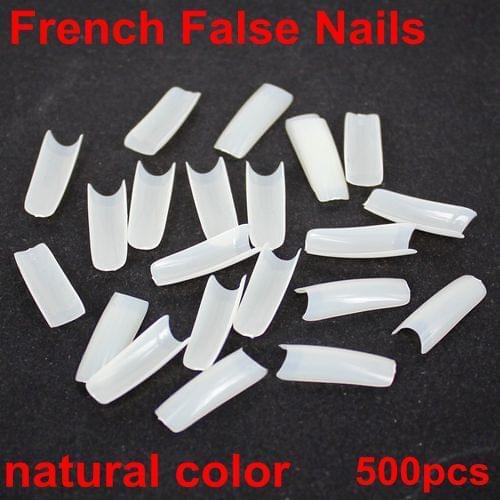 500pcs 10 Sizes French False Nail Natural Color Acrylic Nail Art Design Wrap Tips DIY Design Free Shipping