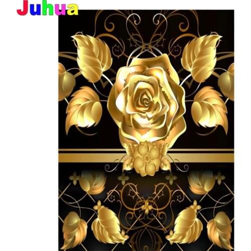 Golden rose 5D DIY Diamond Painting full square/round drill flower Diamond Embroidery mosaic diamond Stitch nordic home Decor