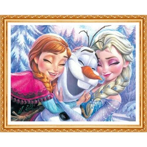 5D DIY Diamond Painting Cartoon Cross Stitch Full Round Diamond Embroidery ice Sister Elsa&Anna Diamond Mosaic Decor Gift