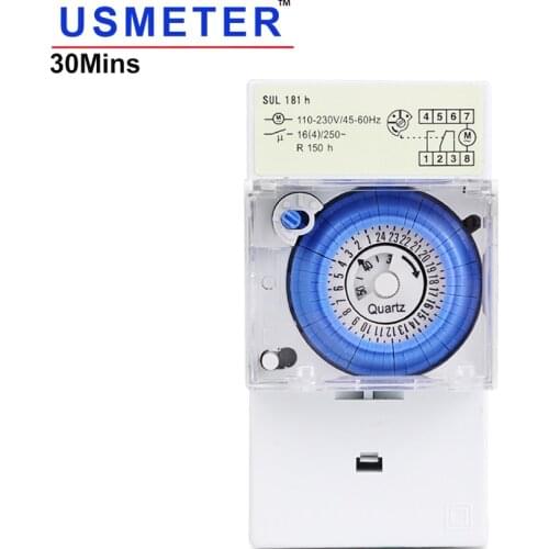 SUL181h 220V AC Analog 24 hours Mechanical Timer Switch 30 Minute Interval Timer Din Rail Timer Clock