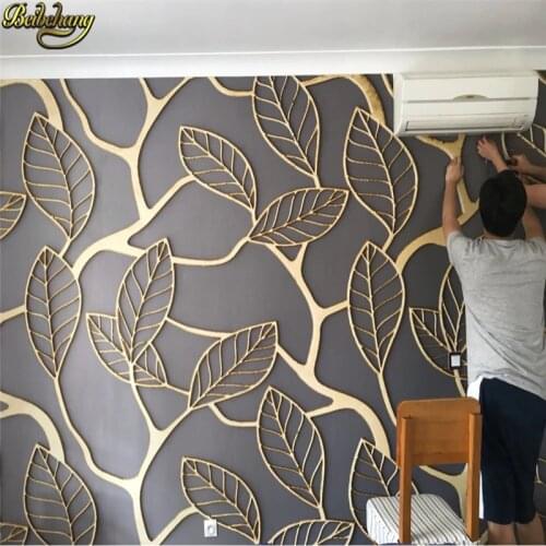 Beibehang custom Embossed Golden leaves Mural Wallpaper for Living Room TV Background photo Painting Wall paper Home Decoration