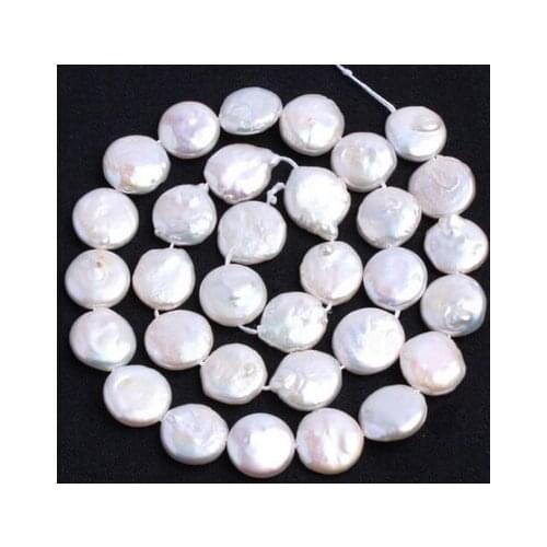 Wb 003001 Rare 13-14mm Natural White Freshwater Pearl Coin Beads Loose Beads 15"AAA 5.7