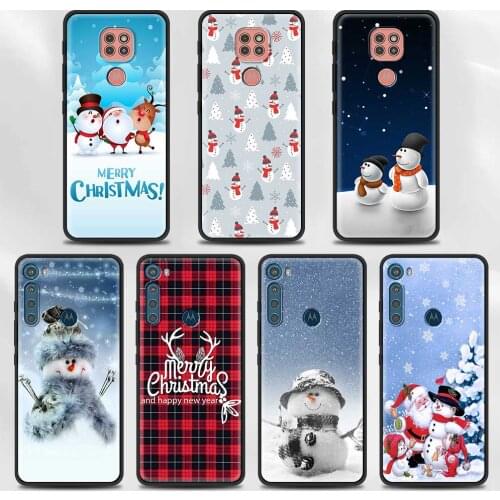 Case For Moto G Stylus(2021) G30 G10 G9 G8 Plus Power Lite Play One Fusion Hyper Edge E6s Cover Merry Christmas snowman snow