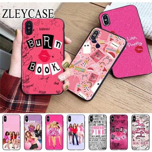Burn Book Mean Girls Kiss Black Cell Phone Case For iphone x xs 12pro max 5s 6splus 7 8plus xr xsmax se 2020 11pro cover