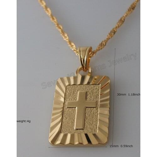 Foromance/YELLOW GOLD COLOR OVERLAY 18" TWIST WATER WAVE OR 24" FIGARO NECKLACE& JESUS CROSS RELIGIOUS GOD HANGS 1.18" PENDANT