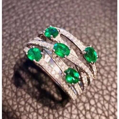 Natural And Real emerald Ring Womens Rings 925 Sterling Silver Jewelry Ring Emerald Green Ring