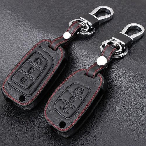Leather Keychain Key Cover Case For Hyundai i20 i30 i40 IX25 IX35 Tucson Verna Solaris Elantra Accent Accessories