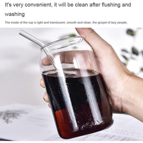 Creative Glass Cup Can Shape Tea Juice Milk Coffee Mug Wine Glass Drink Cup High Borosilicate Glass Durable Drinkware Gifts