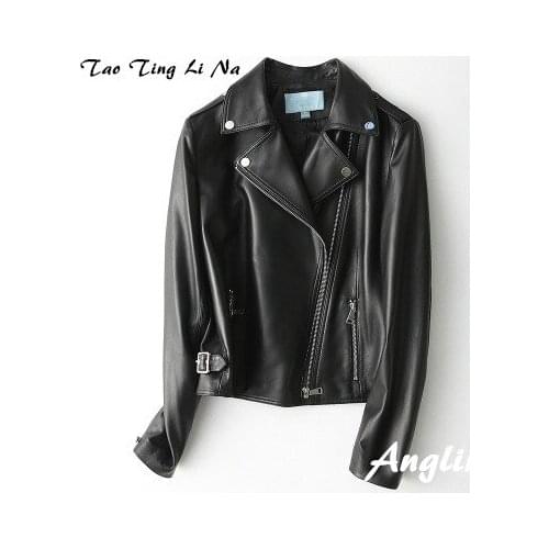 Top brand Women Spring 2020 Genuine Real Sheep Leather Jacket H46 high quality