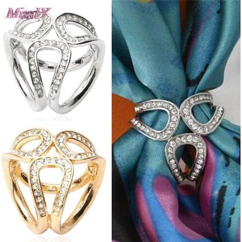 Fashion Scarf Buckle Accessories Simple Scarf Buckle Brooch Crystal Shawl Buckle Square Handkerchief buckle For Women 1.8cm