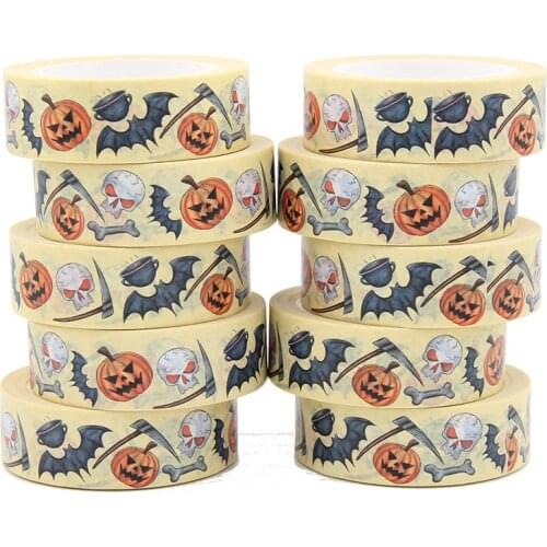NEW 10pcs/Lot 15MM*10M Halloween Skeleton, Spider, Pumpkin Washy Tape DIY Scrapbooking Paper Photo Album Adhesive Masking Tape