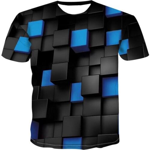 New Black/blue Squares 3d Printed Funny Short Sleeve Tshirt Male 2019 Casual Summer T Shirt Men Women Tops Tee large sizes M-4XL