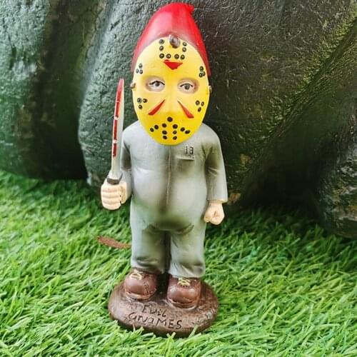 Gnome Hunting Garden Statue Warrior Manhunter Gnome Cutter Sculpture Creepy Dwarf Zombie for Outdoors Garden Yard Decor