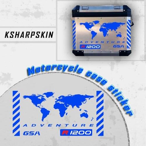 Motorcycle Aluminum Side Box Case Reflective sticker Decal Kit World Adventure Map sign For BMW R1200GSA R1200 GSA R 1200 GSA