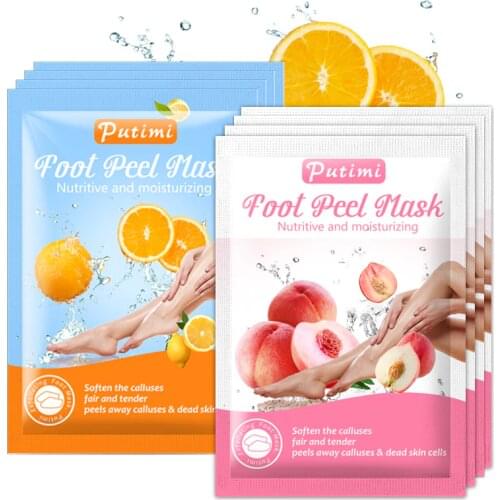 PUTIMI 4pcs=2pair Exfoliating Foot Mask Peeling Heels Whitening Foot Mask for Legs Exfoliation Mask Spa Socks Remove Dead Skin