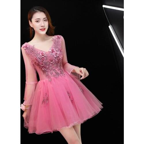 Freeship long sleeve hot pink flower short lolita dress stage performance/cartoon/carnival dress cosplay