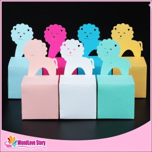 10pcs Baby Shower Cute Lion Candy Box Animal Gift Box Birthday Party Decoration Kids Paper Box Party Supplies