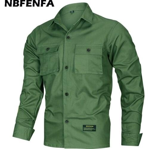 Men Shirts Long Sleeve Casual Outwear Army Military Solid Male Shirt Fashion Street Wear Loose Shirts Brand Men Clothing LX048