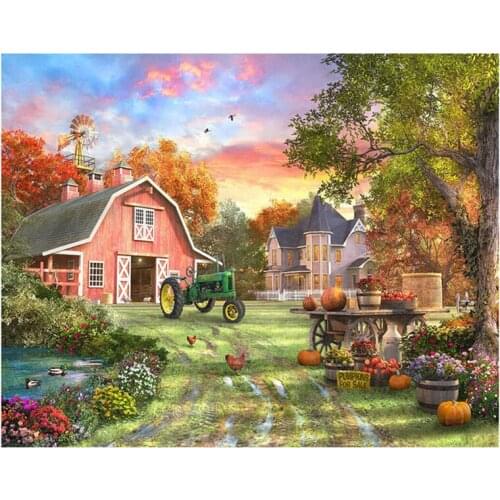 Diy 5D Diamond Painting cross stitch harvest autumn mosaic diamond embroidery pictures by number Full square round drillZP-2046