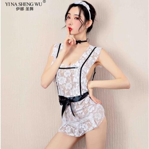 Sexy Women Perspective Costumes Dress Japanese Maid Erotic Lace Lingerie Set French Maid Costumes Princess Women Cosplay Dress