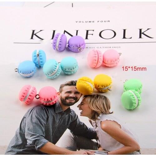 10pcs/lot 3D Mini Dessert Macarons Resin Charms Pendants Colorful Hamburger Charms Fit DIY Earring Finding Jewelry Accessories