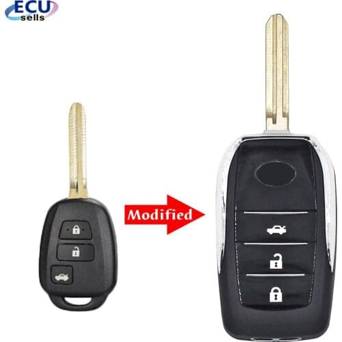 3 Buttons Modified Folding Remote Key Shell For Toyota Prius C Corolla Yaris Avensis 2013-2018 Toy43