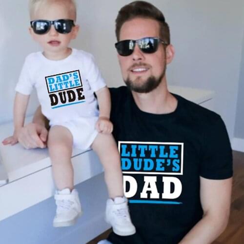 Family Matching Father Son Kids Clothes Cotton T-shirt Dad Baby Tees Summer Children Clothes Mens T-shirt Boy Clothing