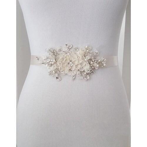 Rhinestone and Floral Wedding Sash, Bridal Belt, Custom Wedding Belts and Sashes