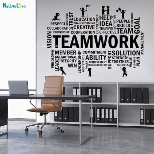 Teamwork Office Space Room Vinyl Wall Sticker Decals Team Business Success Removable Large Art Murals Word Quote YT2235