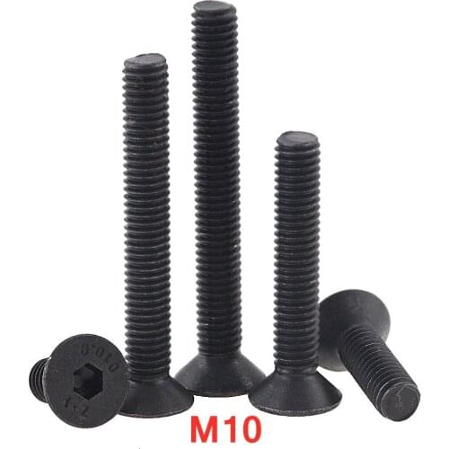 2 PCS M10x16-100MM 20 25 40 Hexagon Socket Flat Countersunk Head Screw Carbon Steel Hex Socket Bolts Machine Screw DIN7991