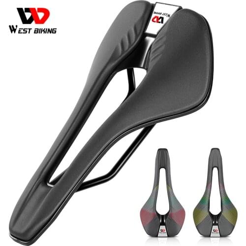 WEST BIKING Bike Saddle PVC Leather Surface MTB Road Racing Saddle Cushion Hollow Comfortable Shockproof Cycling Bicycle Seat