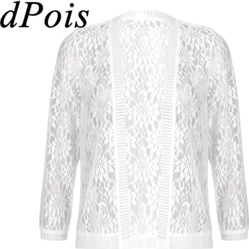 Womens Open Front Crochet Cardigan Plus Size Elegant Floral Lace Bolero Shawl Shrug Sheer Cover Up Bridal Wraps Wedding Jackets