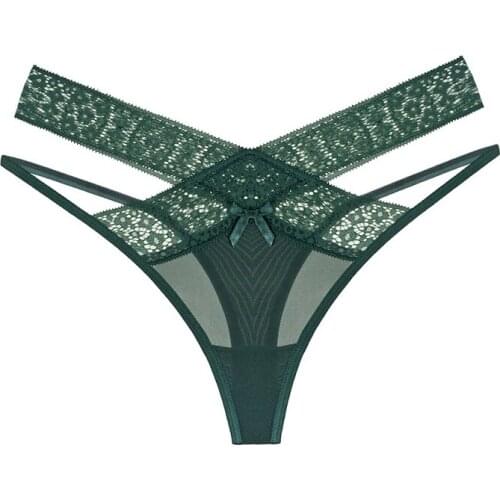 Woman Sexy Panties G-String Lace Transparent Bandage Underwear Thong Female Exotic Low Waist Hollow Out Underpants Woman