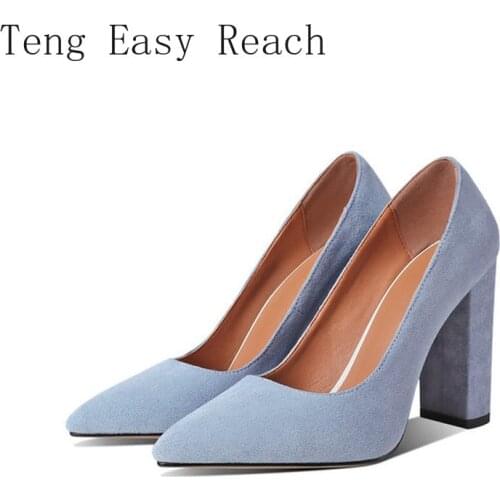 Pointed Suede High Heels Fashion Women Pumps Spring Autumn Square High Heel Shallow Female Shoes 2021 Big Size 34-43