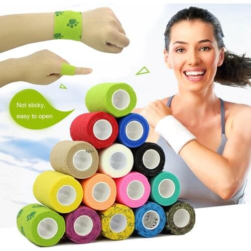 1Pcs Colorful Elastic Bandagesports Wrap Tapewrap Tape 4.5M Knee Protector Finger Joint Knee First Aid Kit Pet Tape Waterproof