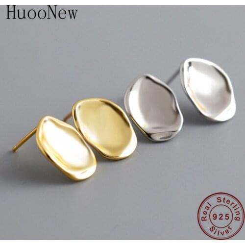 100% 925 Sterling Silver Irregular Gold Shell Shape Uneven Hoop Earring Pendientes Oorbellen Brinco Boucle D'oreille Women 2020